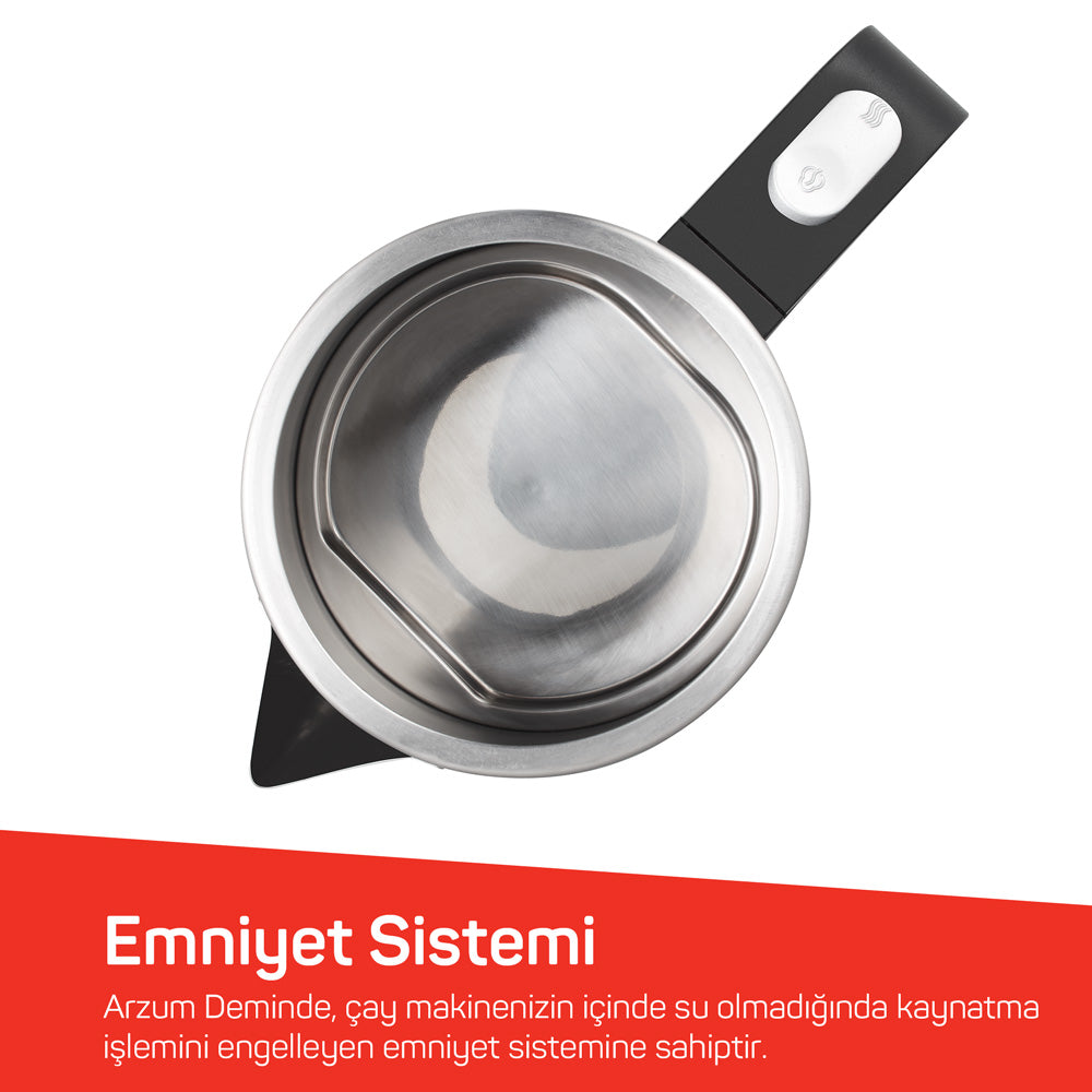 Arzum Deminde Theemachine – Roestvrij Staal, Met Verlichte Indicator, Energiezuinig