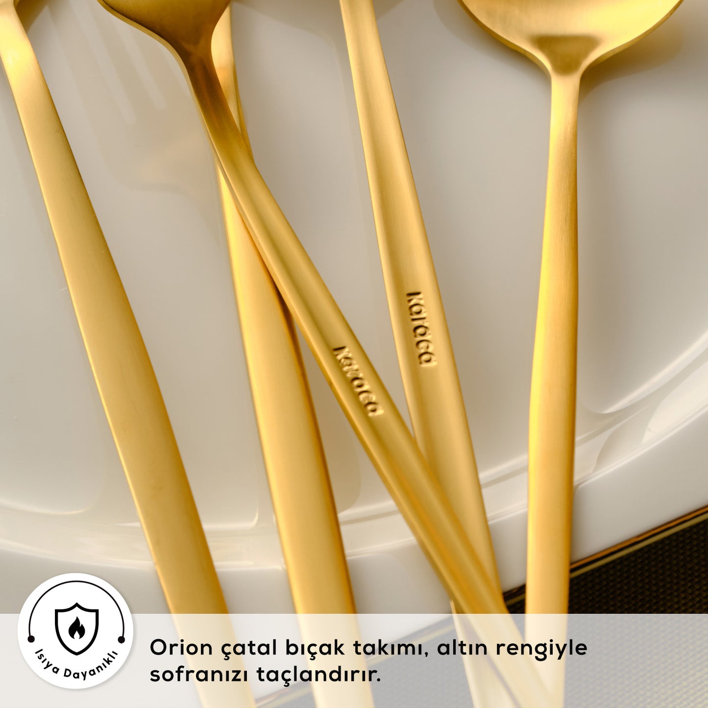 Karaca Orion Mat Gold 12-Person 60-Piece Fork Spoon Knife Set