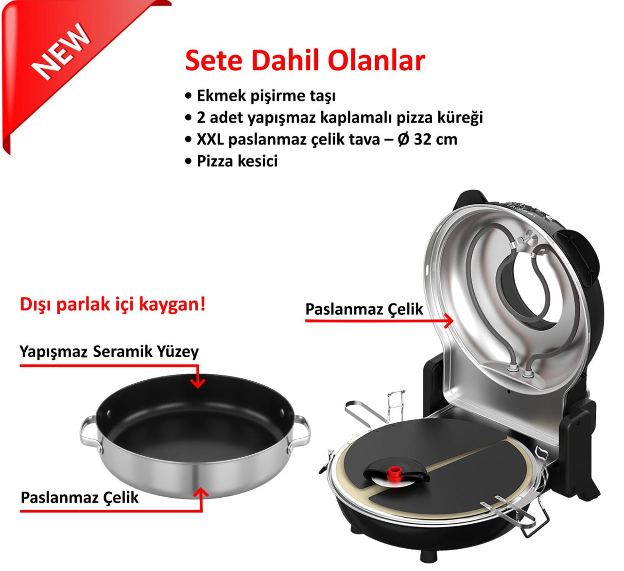 ERATEC PRO XXL Pizzamachine PM-27 – Tasoven / Diepe Bakplaat / Temperatuurindicator