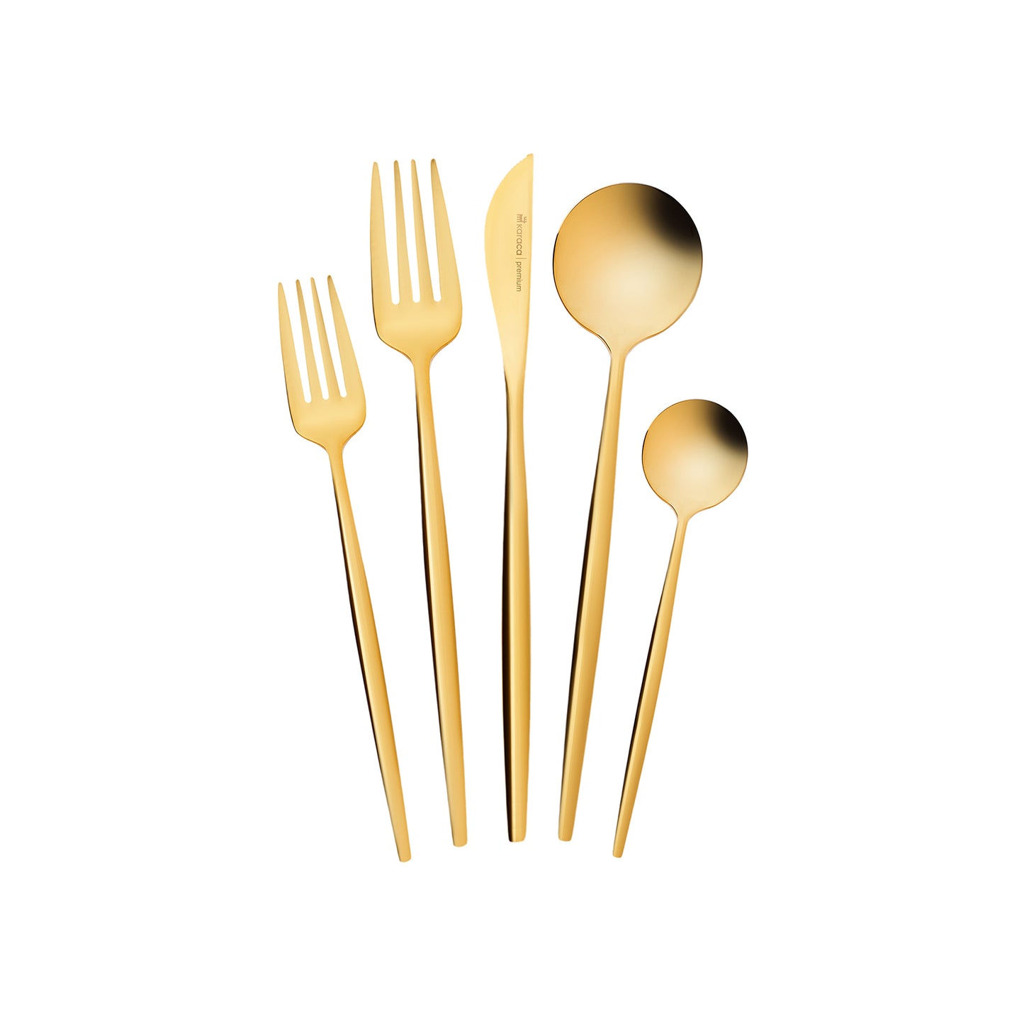 Karaca Orion Gold 30 Piece 6 Person Fork Spoon Knife Set – Gold Detailed