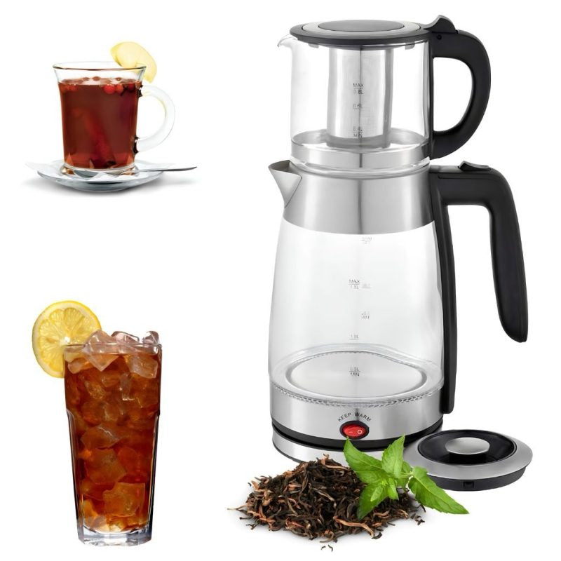 Schafer Cam ve Paslanmaz Çelik Gövdeli 1,8L Su Isıtıcılı Çay Makinası