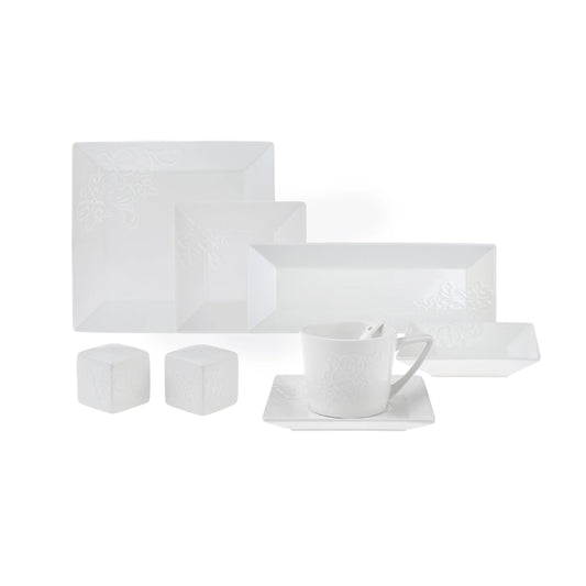 Karaca Forever Bone Trend Emboss Breakfast Set – 32 Pieces, 6 Person, Porcelain