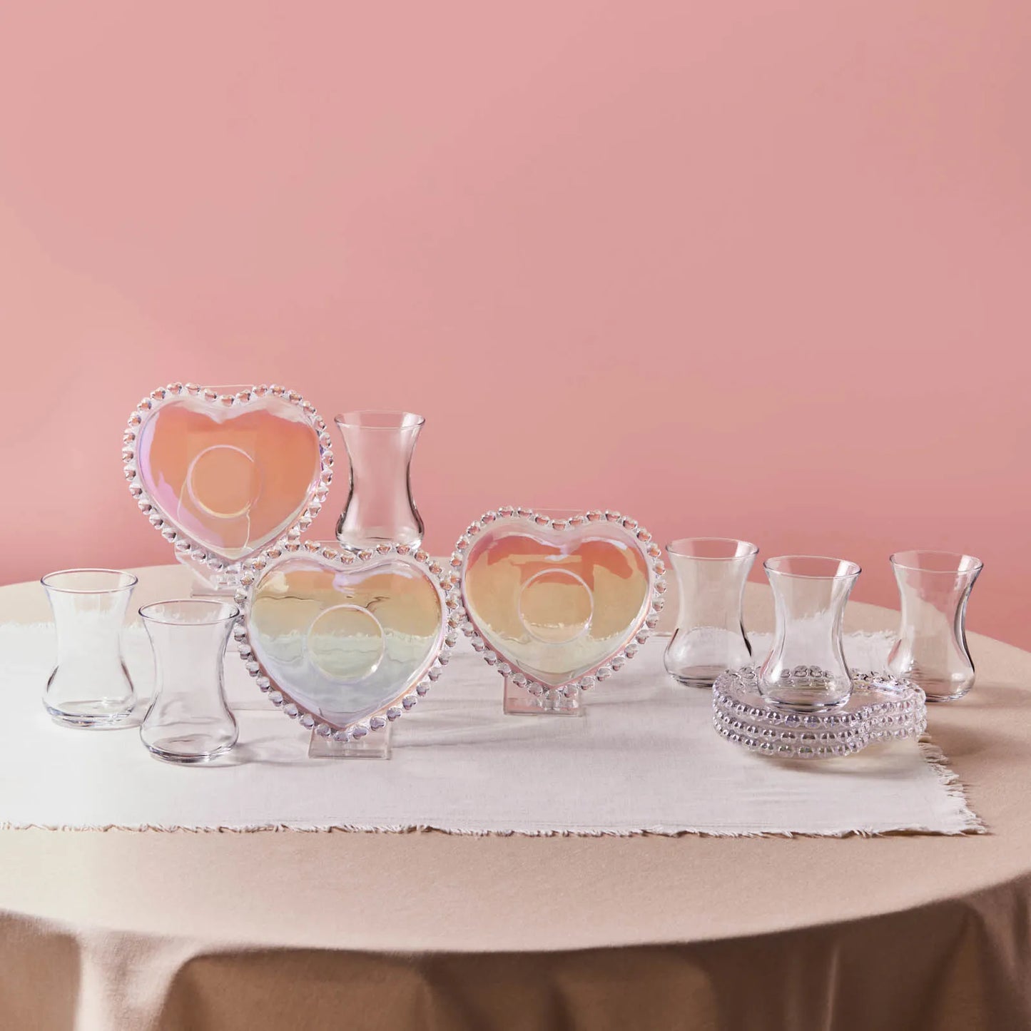 Karaca Rory 6 Person 12 Piece Tea Set – 130 ml (With Heart-Shaped Saucer)