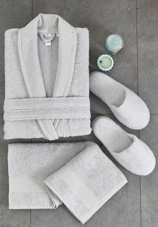 Silky Gray Single Bathrobe Set