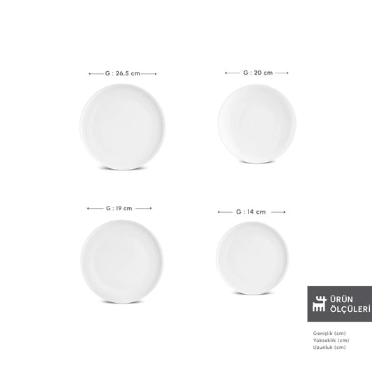 Karaca White Bone Porcelain 24 Piece Saturn Dinner Set – For 6 People