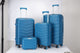 4-delige polypropyleen koffer set (20 – 24 – 28 inch) + make-uptasje blauw