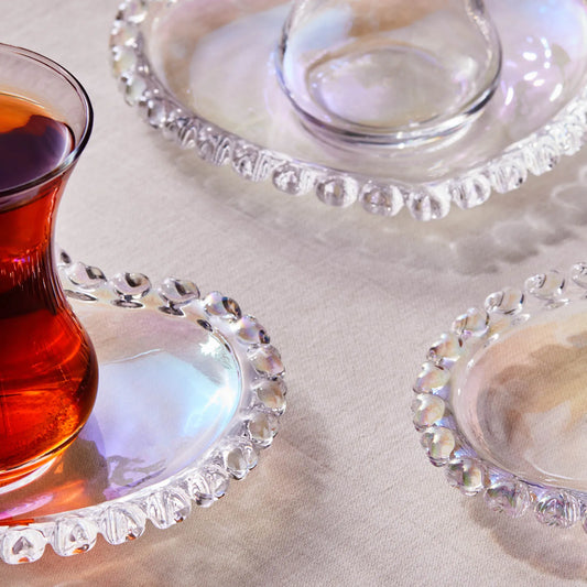 Karaca Rory 6 Person 12 Piece Tea Set – 130 ml (With Heart-Shaped Saucer)