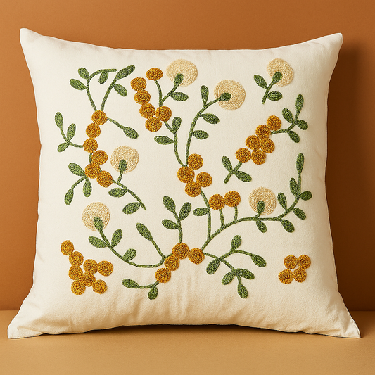 Botanic Touch Embroidered Decorative Pillow Cover – 45x45 cm