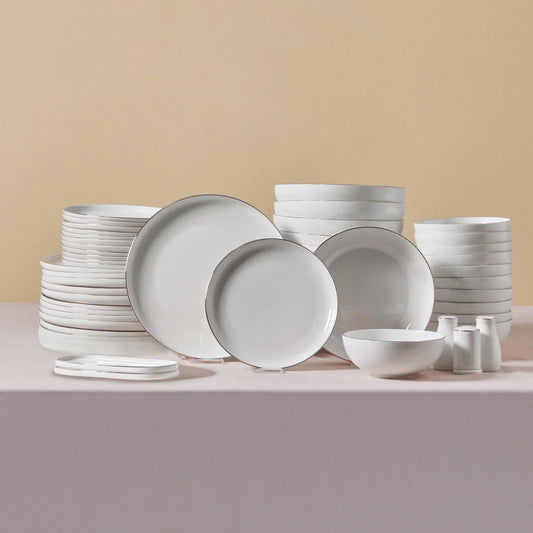 Karaca Streamline Favaro 12 Person 53 Piece Dinner Set – Platinum Detailed