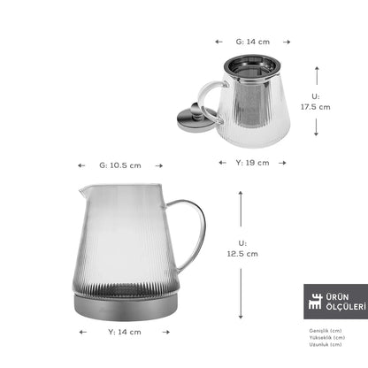 Karaca Keops XL Borosilicate Glass Teapot – Heat Resistant, Transparent, Large Capacity Design