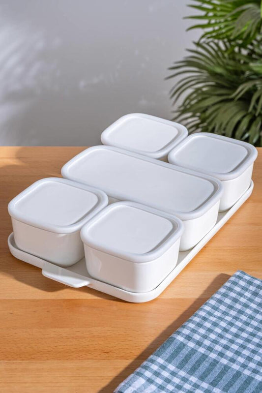 Acar Kare Pure White 5-piece Porcelain Breakfast Set