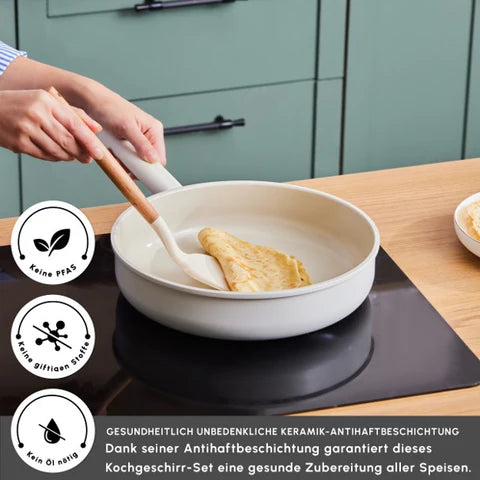 Karaca Swiss Crystal Ceramica Valenti 7 Piece Pot Set – PFAS Free, Ceramic Coating, Induction Compatible