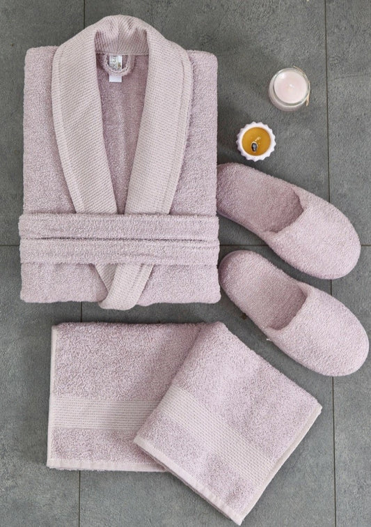 İpekçe Ada Pink Single Bathrobe Set