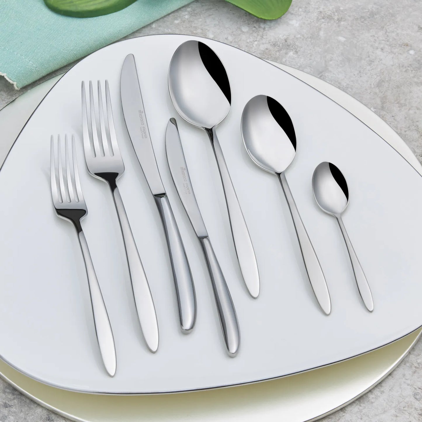 Karaca 316 Elegance Athena Platinum 84 Piece 12 Person Fork Spoon Knife Set