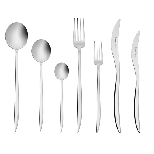 Karaca Amour 84 Piece 12 Person Elegance Cutlery Set with Fork, Spoon, Knife in Box