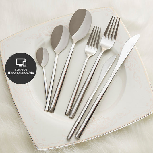 Karaca Liza 84 Piece 12 Person Stainless Steel Fork Spoon Knife Set – Elegance Boxed