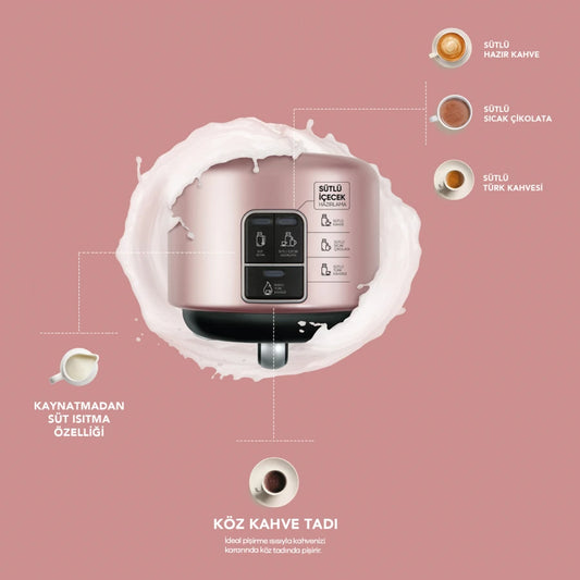 Karaca Hatır Mod Rose Gold Turkish Coffee Machine – Milk and Classic Coffee Preparation