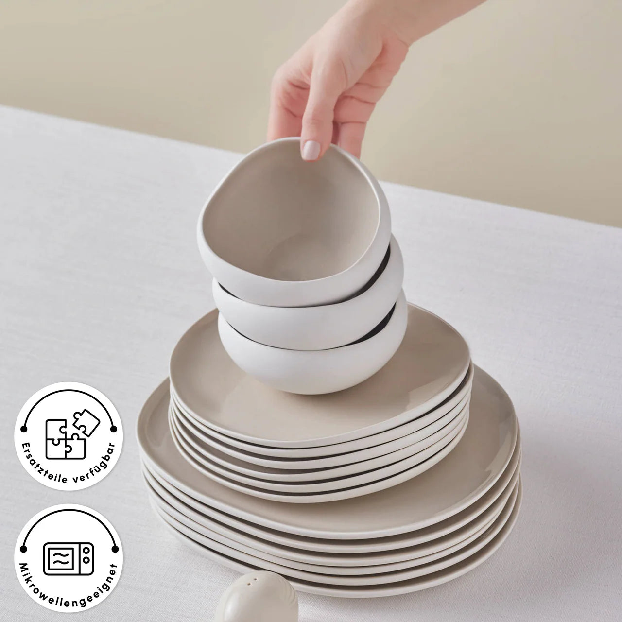 Karaca Cupid Earth 55 Parça Stoneware 12 Kişilik Modern Yemek Takımı