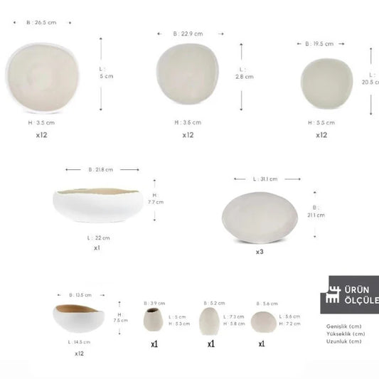 Karaca Cupid Earth 55 Piece Stoneware 12 Person Modern Dinner Set