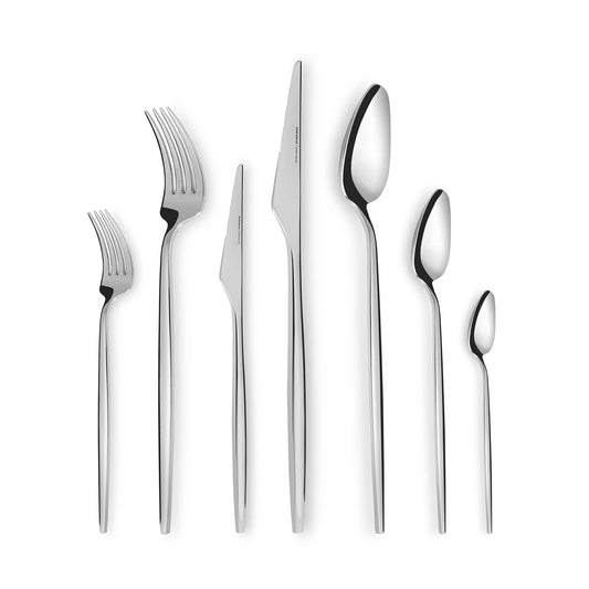 Karaca 316+ Moongate Platinum 84 Piece 12 Person Premium Stainless Steel Fork Spoon Knife Set