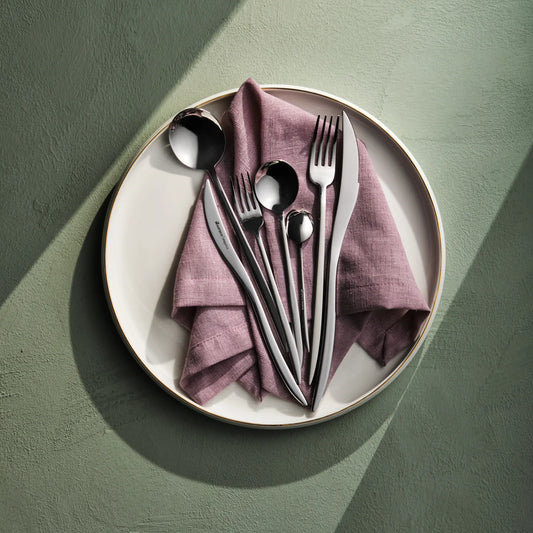 Karaca Amour 84 Piece 12 Person Elegance Cutlery Set with Fork, Spoon, Knife in Box