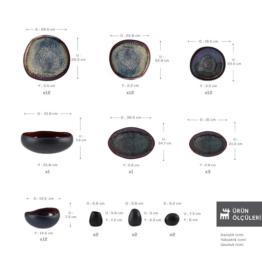 Karaca Earth Collection Galactic Black 59 Piece 12 Person Dinner Set