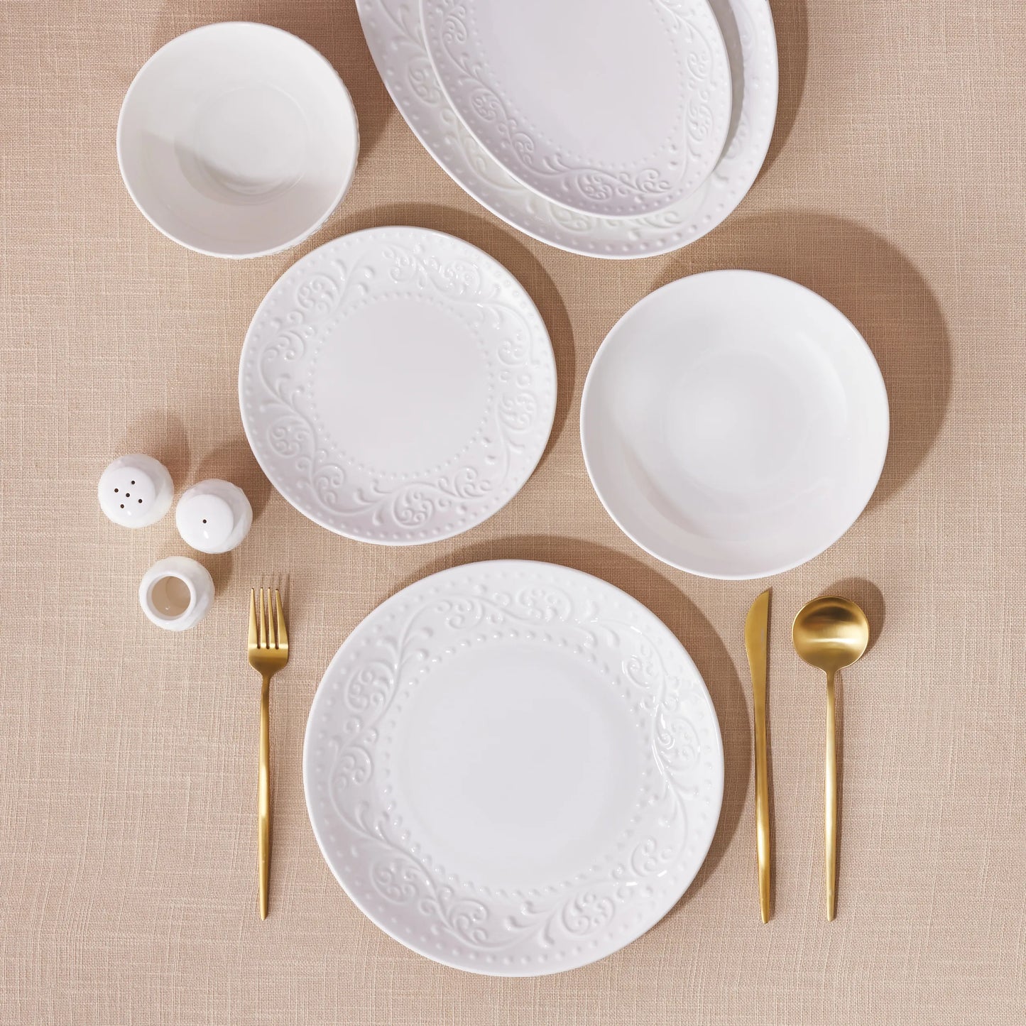 Karaca Forever Bone Even 56 Piece Dinner Set – Balanced and Stylish Presentations on Tables