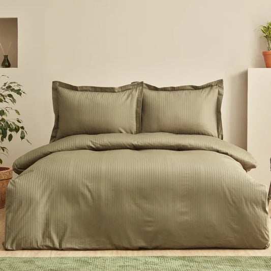 Karaca Home Striped 100% cotton double satin duvet cover set