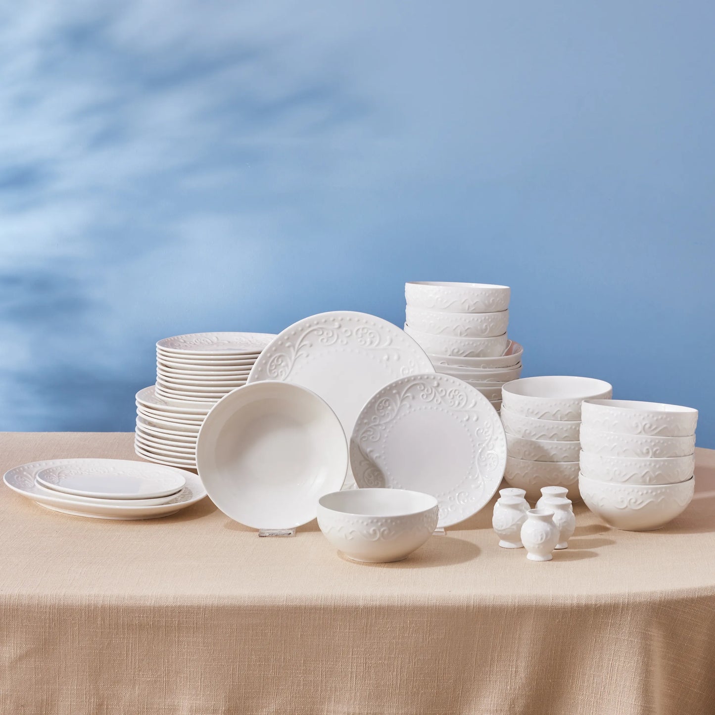 Karaca Forever Bone Even 56 Piece Dinner Set – Balanced and Stylish Presentations on Tables