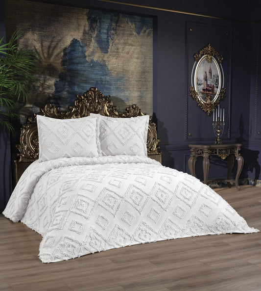 İpekçe Camellia 3 Piece Quilt Set – Cream, Stone, Beige, Anthracite Color Options