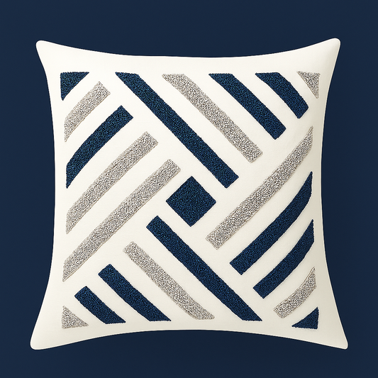 Geometric Embroidered Decorative Pillow Cover – 45x45 cm