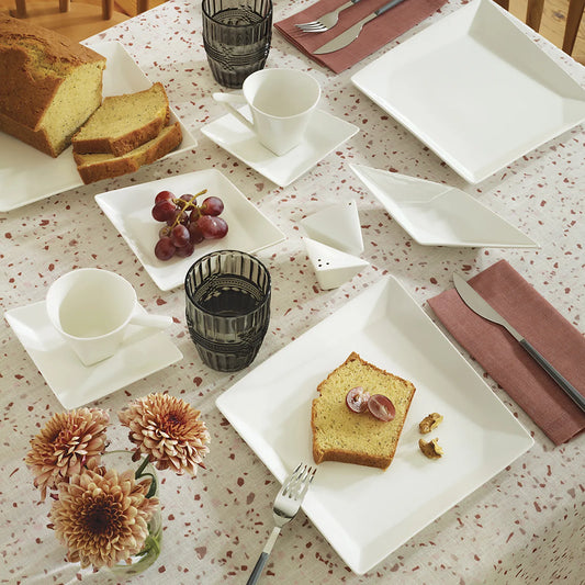 Karaca Origami 26 Piece Porcelain Breakfast Set – Square Design, Good Design Awarded