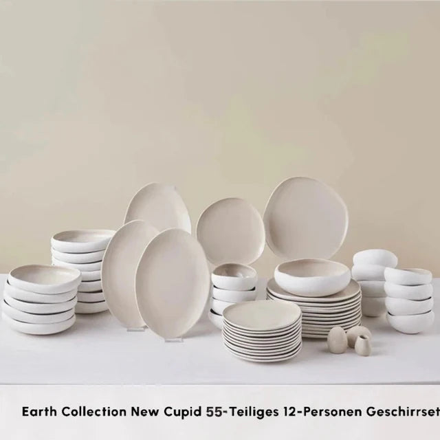 Karaca Cupid Earth 55 Parça Stoneware 12 Kişilik Modern Yemek Takımı