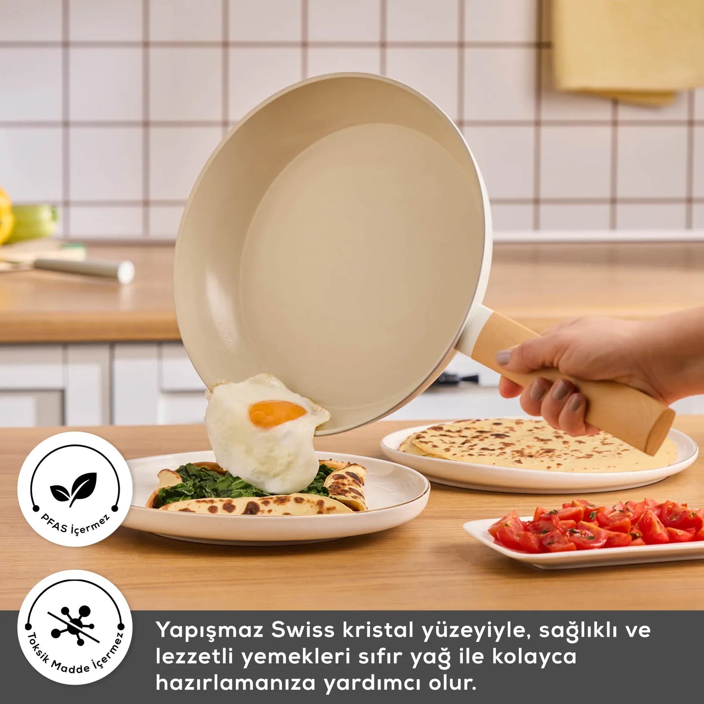 Karaca Swiss Crystal Ceramica Woody 7 Parça Tencere Seti – PFAS İçermez, İndüksiyon Uyumlu, Seramik Kaplama