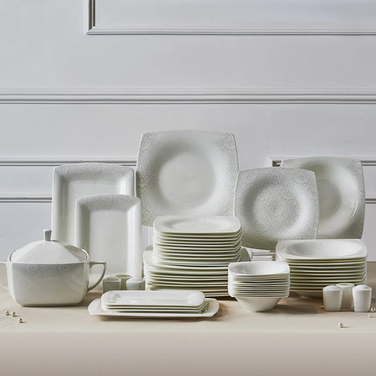 Karaca Helen Fine Pearl 62 Piece Pearl Square Dinner Set – The New Definition of Elegance