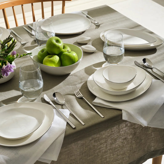 Karaca Stream Bone Saki 59 Piece Dinner Set – Timeless Platinum Elegance on Tables