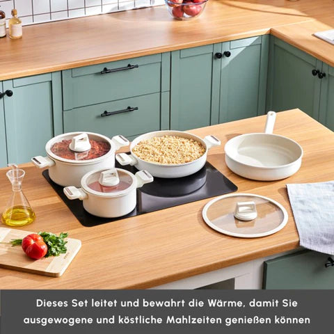 Karaca Swiss Crystal Ceramica Valenti 7 Piece Pot Set – PFAS Free, Ceramic Coating, Induction Compatible