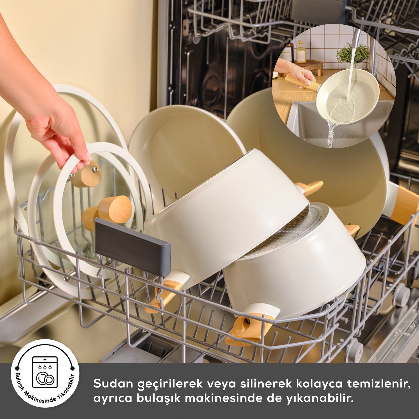 Karaca Swiss Crystal Ceramica Woody 7 Parça Tencere Seti – PFAS İçermez, İndüksiyon Uyumlu, Seramik Kaplama