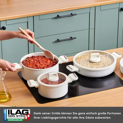 Karaca Swiss Crystal Ceramica Valenti 7 Piece Pot Set – PFAS Free, Ceramic Coating, Induction Compatible