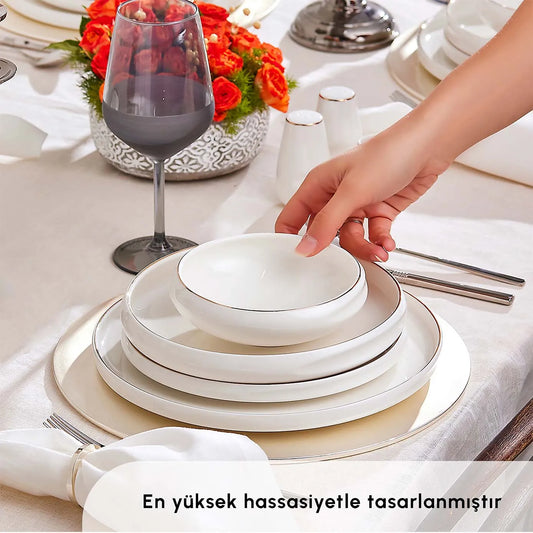 Karaca Streamline Sunset Gold Detailed 59 Piece 12 Person Dinner Set