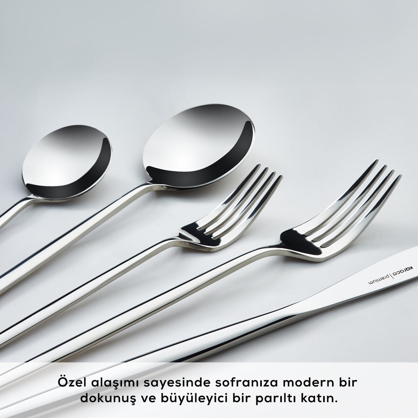 Karaca 316 Premium Mild Platinum 12-Person 84-Piece Fork Spoon Knife Set