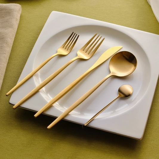 Karaca Orion Mat Gold 12-Person 60-Piece Fork Spoon Knife Set
