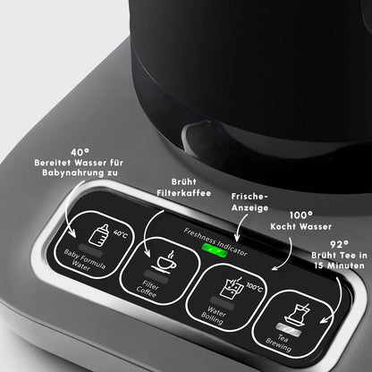 Karaca Robotea Pro 4 in 1 Talking Automatic Tea Machine Water Heater and Filter Coffee Brewing Machine 2500W Space Gray