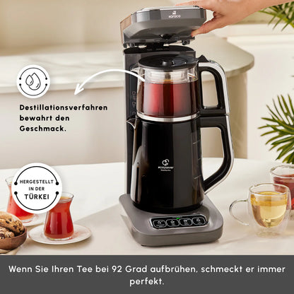 Karaca Robotea Pro 4 in 1 Talking Automatic Tea Machine Water Heater and Filter Coffee Brewing Machine 2500W Space Gray