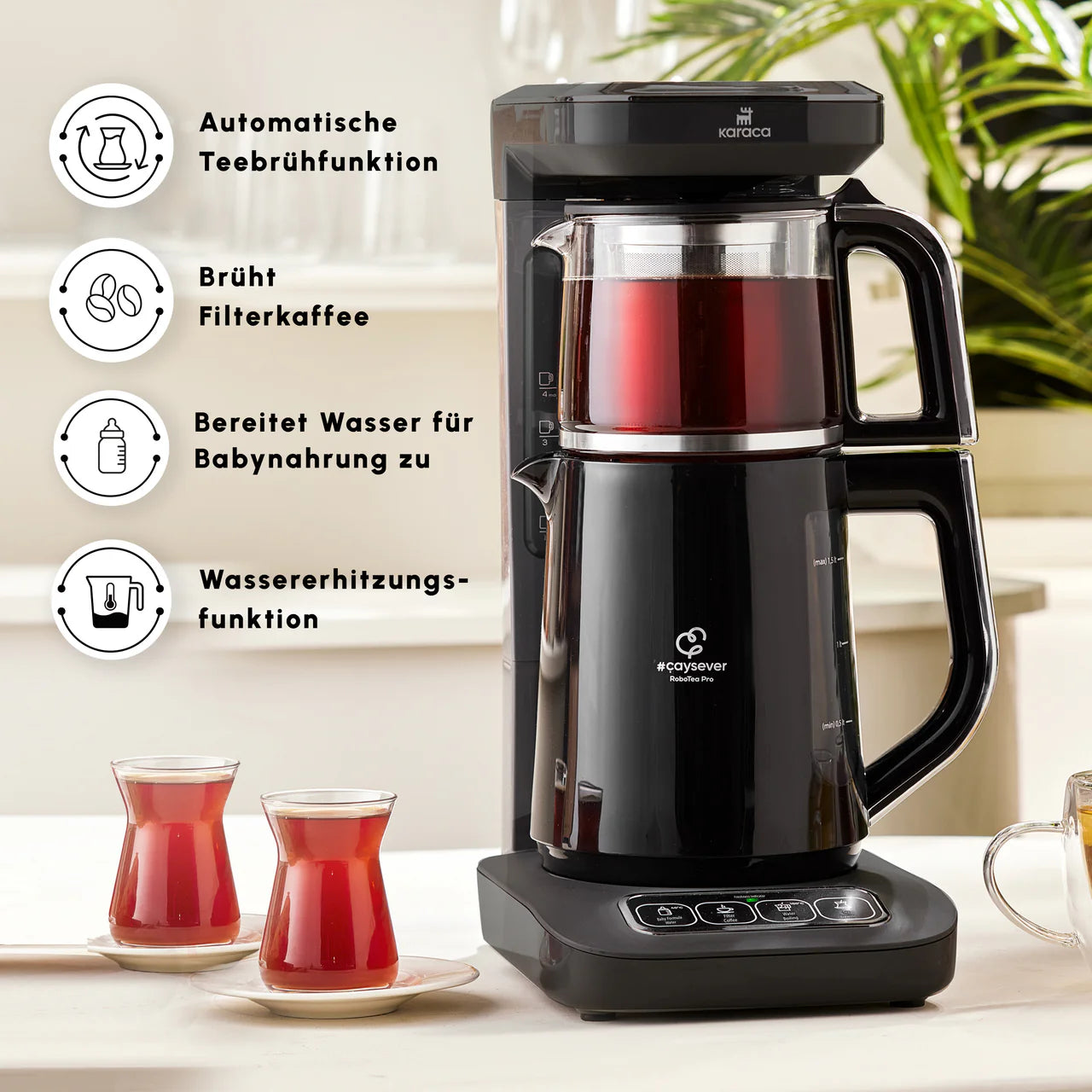 Karaca Robotea Pro 4 in 1 English Voice Smart Tea and Coffee Machine – Chrome
